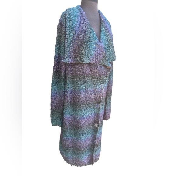 Y2K Relaxed Cozy Rainbow Metallic Knit Boho Fairy Duster Sweater Cardigan Size L - Picture 4 of 7